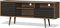 Tangkula Mid-Century Modern TV Stand for TVs up to 65 Inch, Wooden TV Console Table with Storage Shelves