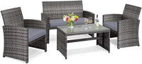 Tangkula 4/8 PCS Wicker Patio Conversation Set, Outdoor Rattan Sofas with Table Set