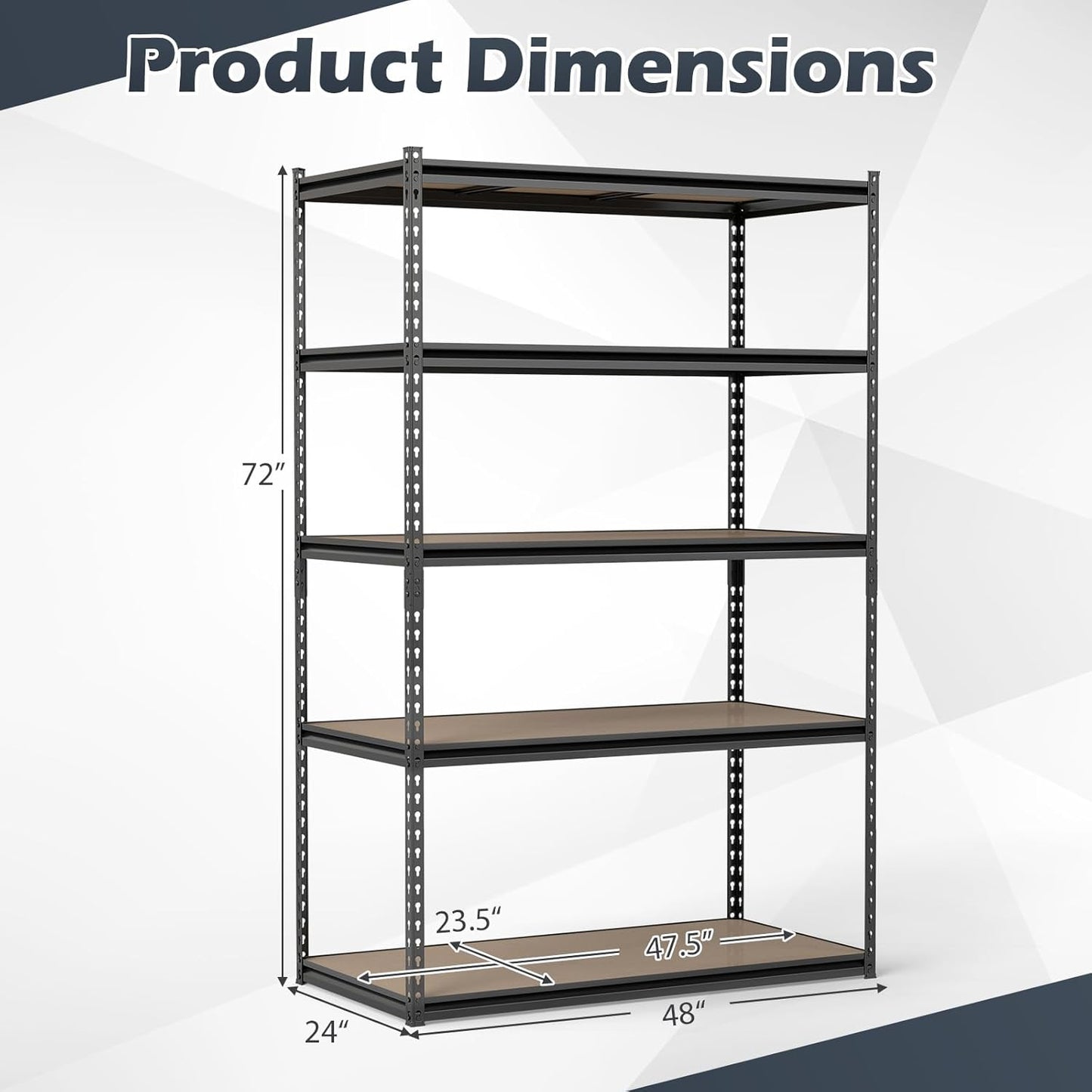 Tangkula 5-Tier Metal Storage Shelves with Adjustable Racks (1/2/3/4)