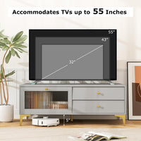 Tangkula Gray TV Stand for 55-Inch TV, 47.5” TV Console Table with Drawers