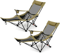 Tangkula Reclining Camping Chair with Removable Footrest
