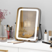 Tangkula Miroir de courtoisie de 16 po avec lumières, miroir de maquillage lumineux à LED à 3 couleurs à intensité variable avec écran tactile