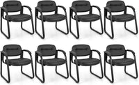 Tangkula Waiting Room Guest Chairs, Office Reception Chairs with Sled Base & Padded Arm Rest (Black)