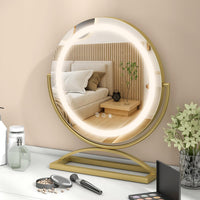 Tangkula Miroir de courtoisie de 16 po avec lumières, miroir de maquillage lumineux à LED à 3 couleurs à intensité variable avec écran tactile