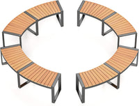 Banc de terrasse incurvé Tangkula en bois d'acacia avec assise à lattes et pieds en métal