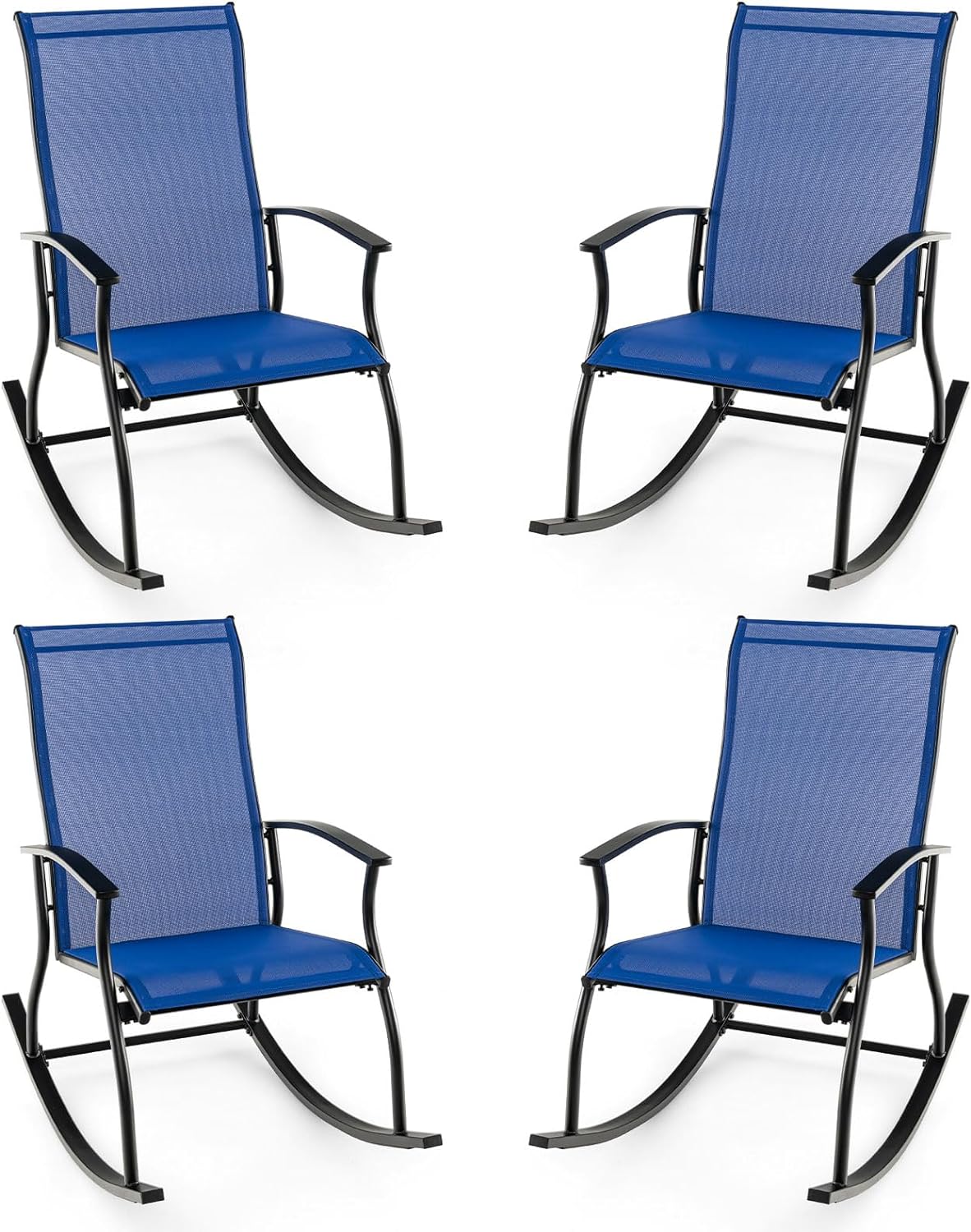 Tangkula Patio Rocking Chairs Set of 2/4, Outdoor Rocking Chair with Smooth & Safe Rocking Motion, Ergonomic Backrest