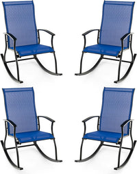 Tangkula Patio Rocking Chairs Set of 2/4, Outdoor Rocking Chair with Smooth & Safe Rocking Motion, Ergonomic Backrest