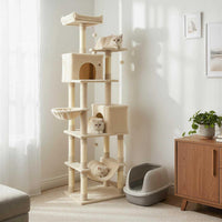 Tangkula 80 Inch Tall Cat Tree with 2 Condos Plush Perch Dangling Toys for Indoor Cats