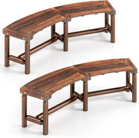 Tangkula Banc Courbé de Patio, Banc de Foyer en Bois Massif, Causeuse d'Extérieur sans Dossier