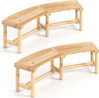 Tangkula Banc Courbé de Patio, Banc de Foyer en Bois Massif, Causeuse d'Extérieur sans Dossier