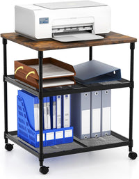Tangkula 3-Tier Printer Stand Printer Cart, Multifunctional Utility Cart w/ Ample Storage Space