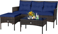 3 Pieces Patio Conversation Set, Outdoor PE Rattan Wicker Furniture Set