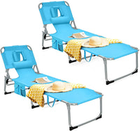 Beach Chaise Lounge Chair with Hole for Face,  for Outdoor Backyard Poolside