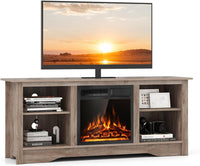 Tangkula Fireplace TV Stand for 65 Inches TV, 18” Electric Fireplace with Remote, 7-Level Brightness and 750W/1500W Heat Setting