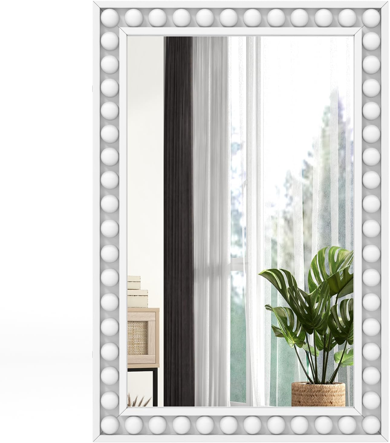 Tangkula Rustic Wall Mirror, 24" x 36" Rectangle Wall Mounted Mirror w/Solid Wood Frame