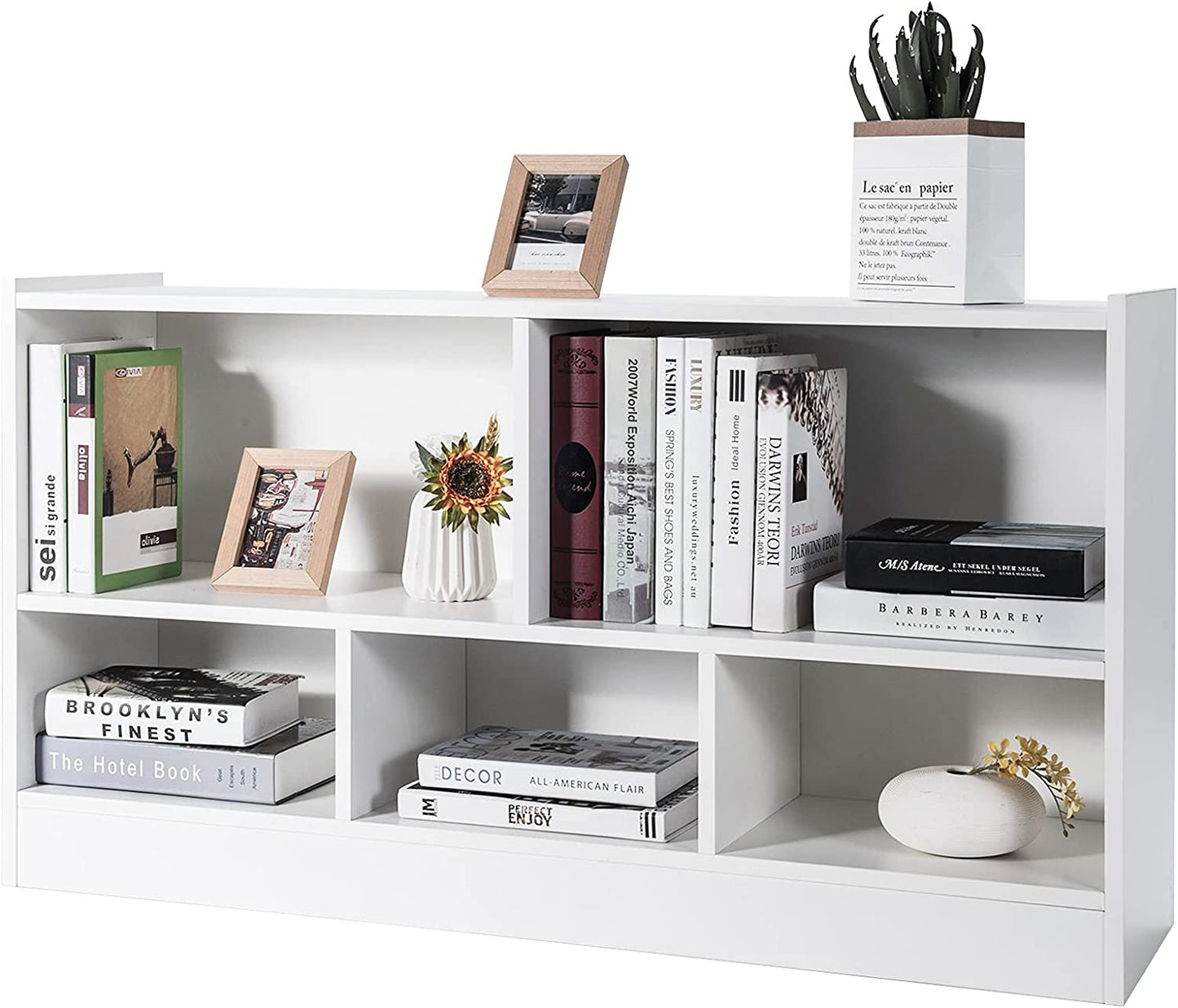 Tangkula Wood Storage Cube Bookcase, Multipurpose Display Storage Cabinet