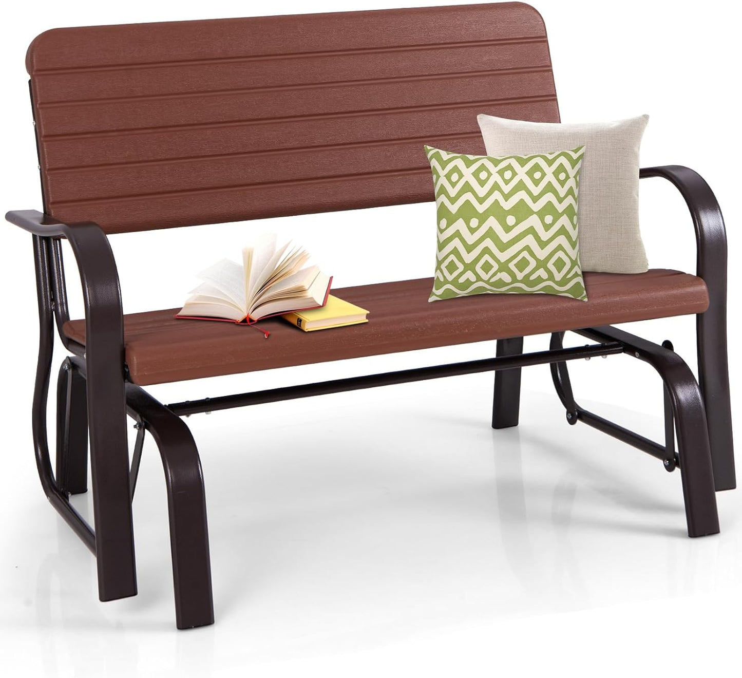 Tangkula Outdoor Glider Patio Chair Bench, Porch Glider Loveseat Swing Bench