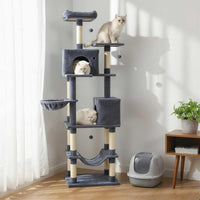 Tangkula 80 Inch Tall Cat Tree with 2 Condos Plush Perch Dangling Toys for Indoor Cats