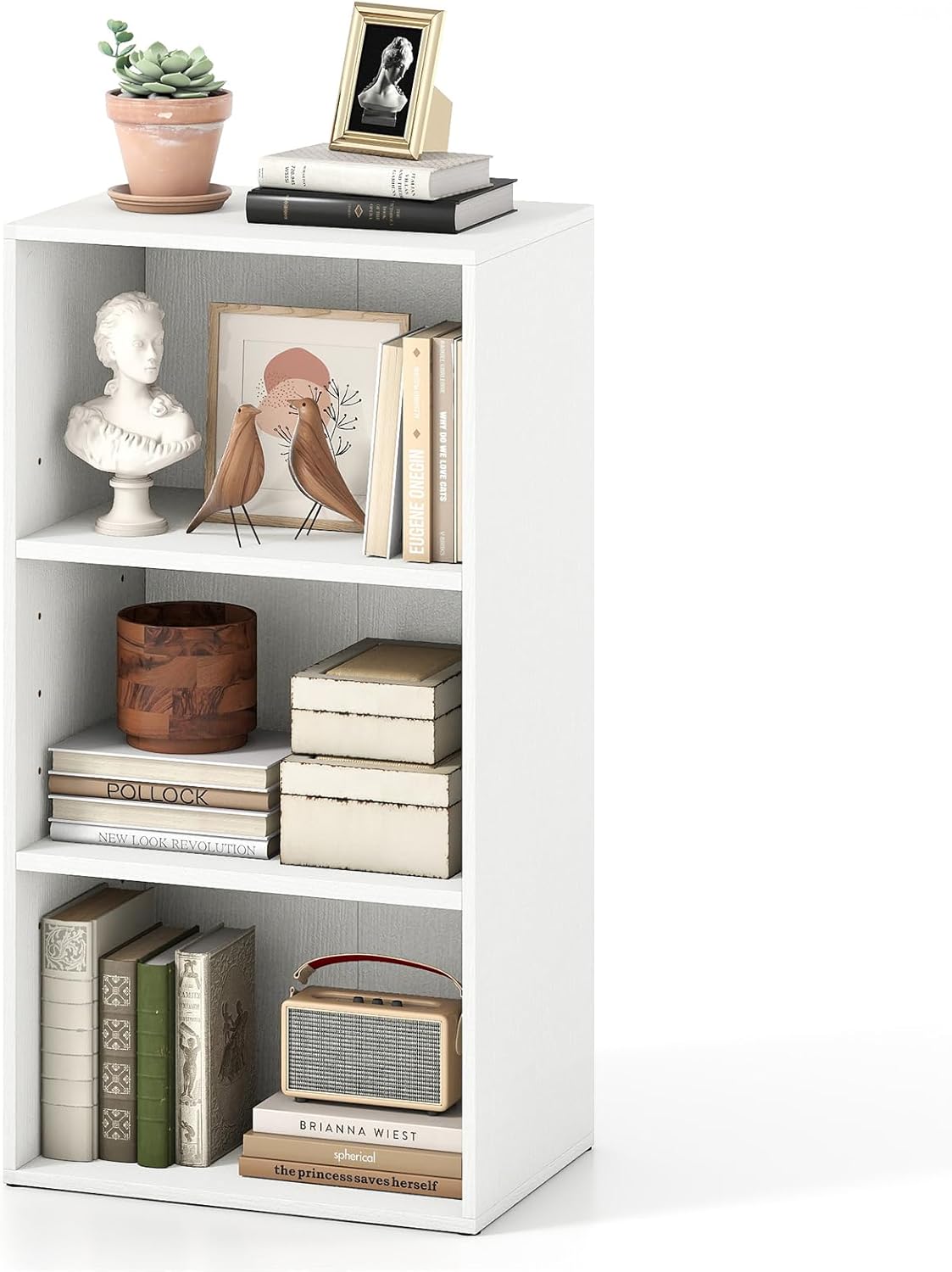 Tangkula Étagère ouverte sur pied à 3 cubes avec tablette réglable à 7 positions et kits anti-basculement
