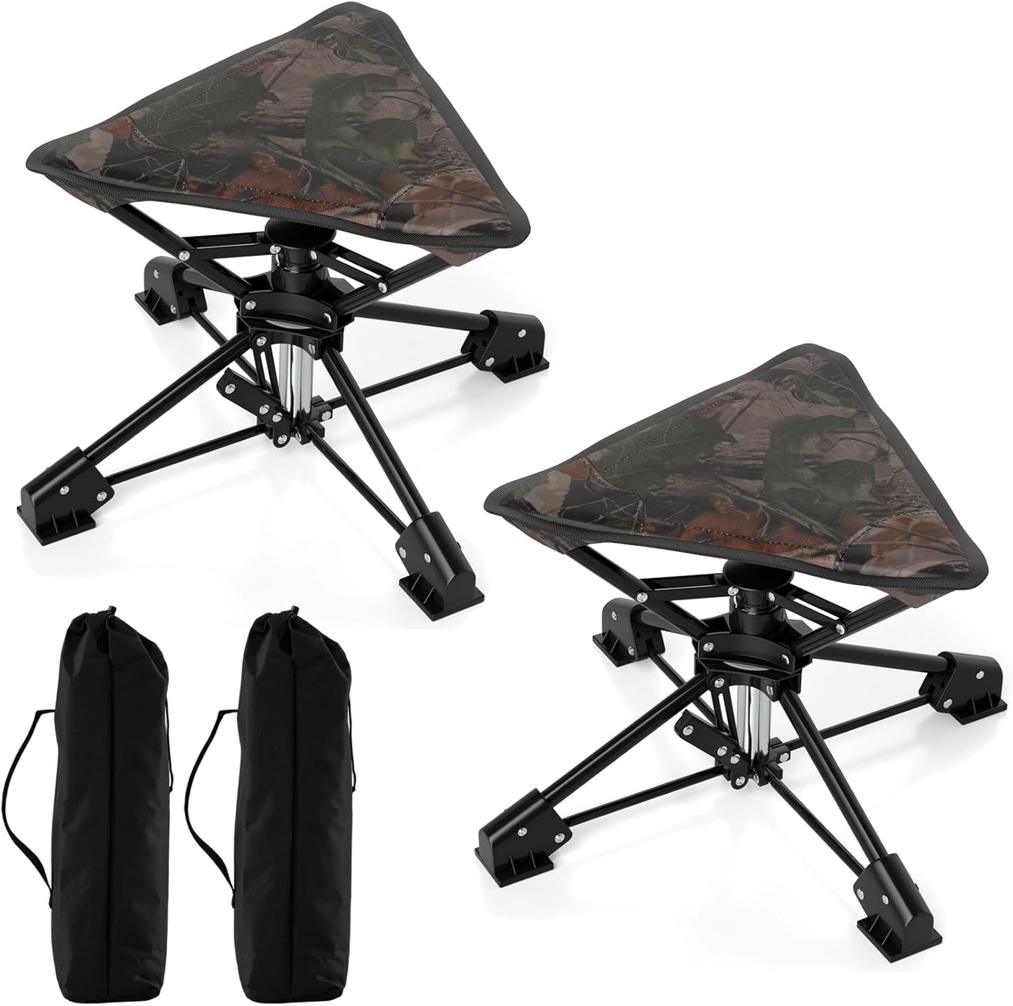 Tangkula 360°Swivel Foldable Camping Stool with Anti-Sink Feet & Carrying Bag