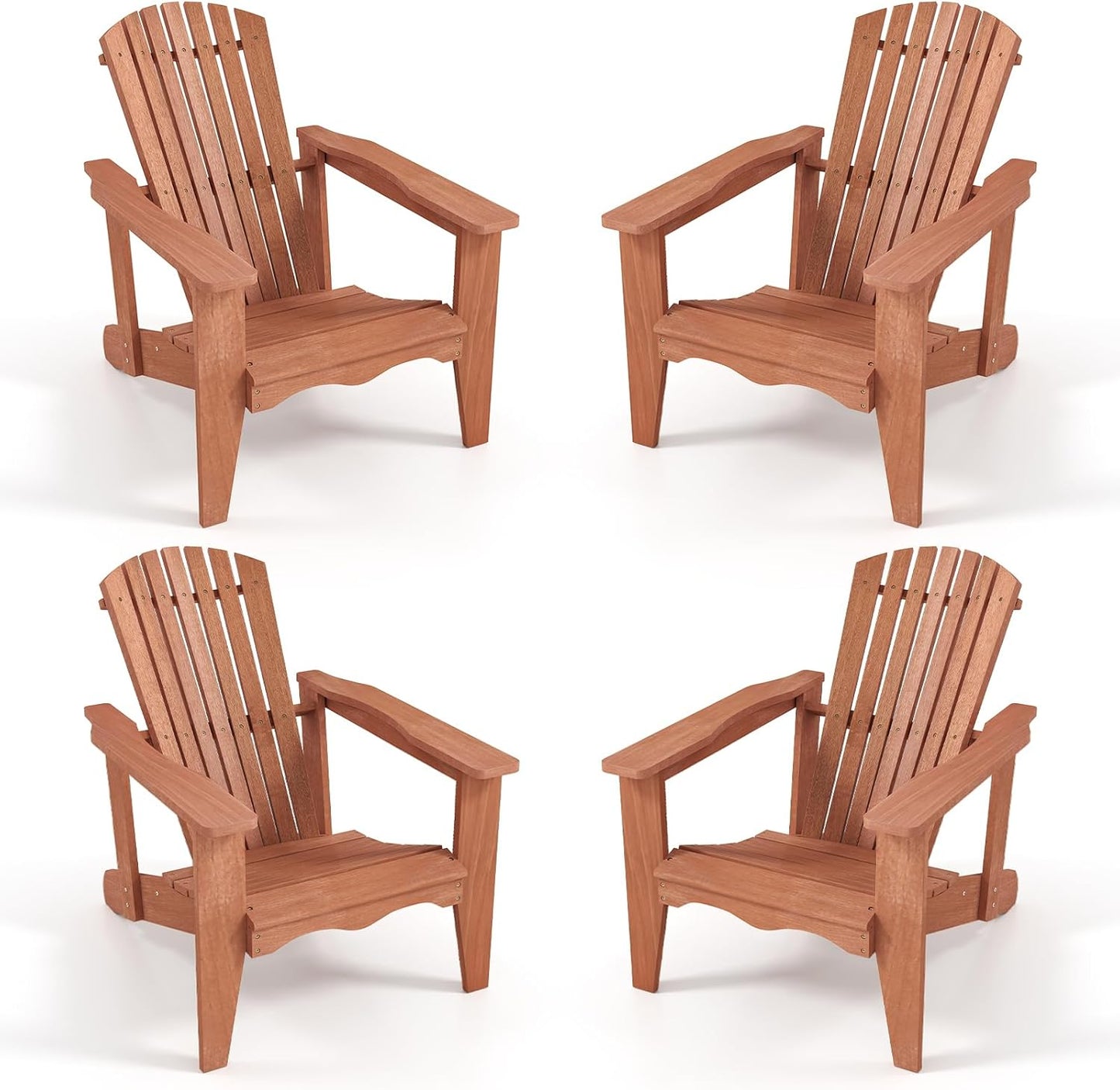 Tangkula Adirondack Chair | Solid Wood Garden Chair with High Backrest (1/2/4)
