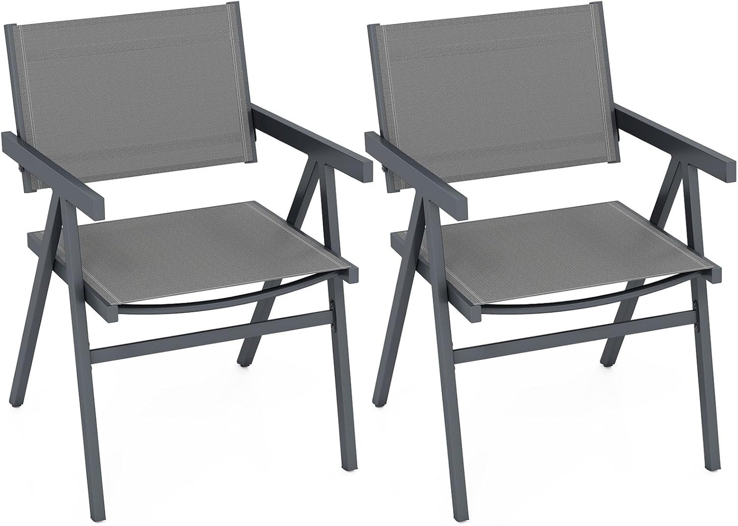 Tangkula Patio Chairs Set of 2/4 Outdoor Dining Chairs with Breathable Fabric Seat & Tilt Backrest