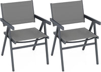 Tangkula Patio Chairs Set of 2/4 Outdoor Dining Chairs with Breathable Fabric Seat & Tilt Backrest