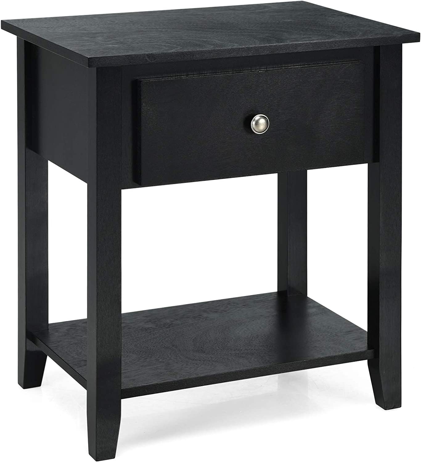 Tangkula End Table with Drawer, Nightstand w/Drawer and Storage Shelf