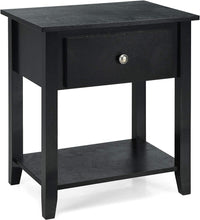 Tangkula End Table with Drawer, Nightstand w/Drawer and Storage Shelf