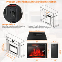 Tangkula Electric Fireplace Insert, Freestanding & Recessed Electric Fireplace Heater with Remote Control