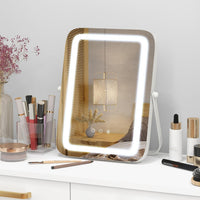 Tangkula Miroir de courtoisie de 16 po avec lumières, miroir de maquillage lumineux à LED à 3 couleurs à intensité variable avec écran tactile