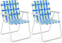 Tangkula Set of 6 Patio Folding Chairs, Outdoor Folding Lawn Chair Set with Armrest, Heavy Duty Steel Frame