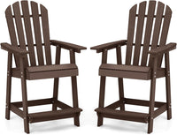 Tangkula Outdoor Bar Stool, HDPE Tall Adirondack Chair with Armrest & Footrest