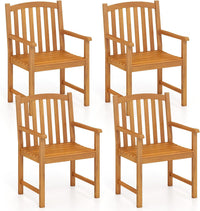 Fauteuils Tangkula en acacia à lattes pour terrasse avec dossier incliné, très résistants
