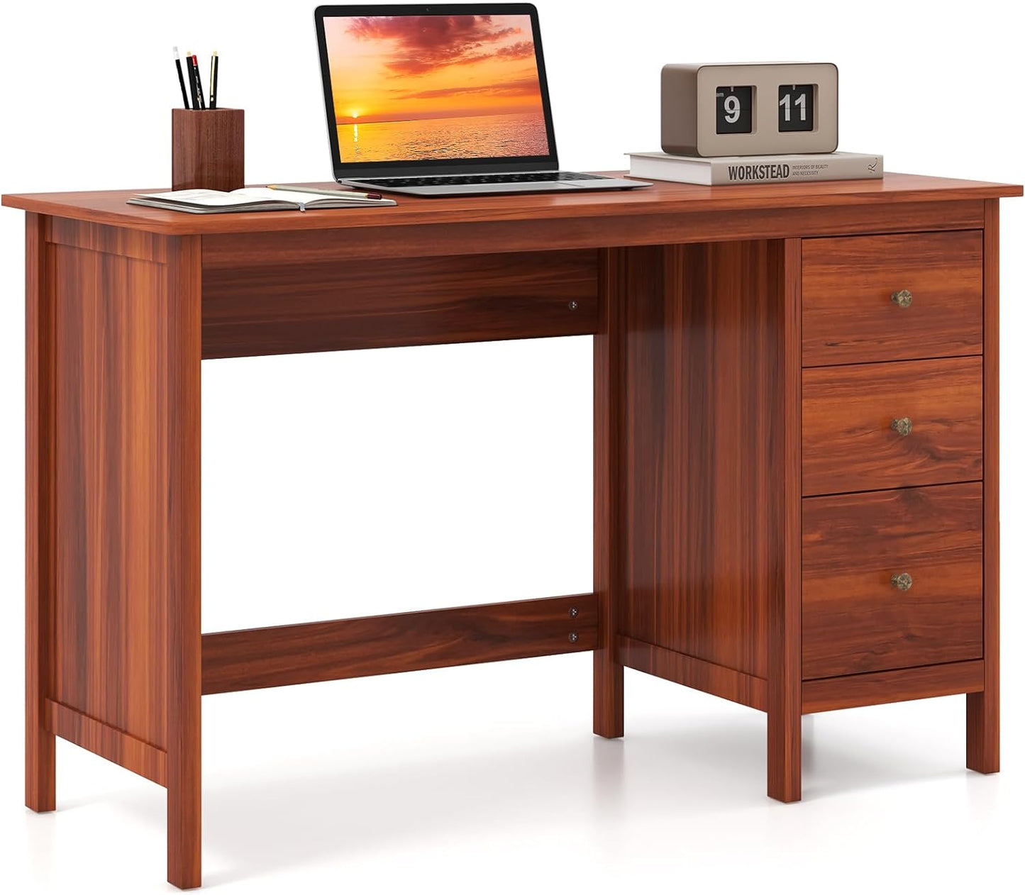 Computer Desk with 3 Storage Drawers, Modern Home Office Desk w/Spacious Desktop