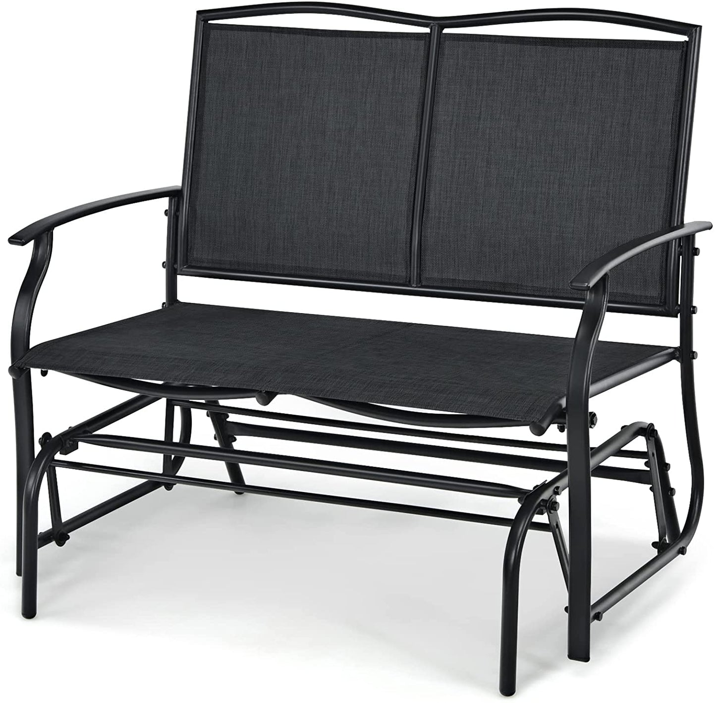 2-Person Patio Swing Glider Bench, Outdoor Rocker Glider Loveseat Chair