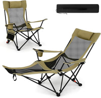 Tangkula Reclining Camping Chair with Removable Footrest
