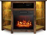 Tangkula Fireplace Corner TV Stand with LED Lights & Smart APP Control for 50 Inches TV