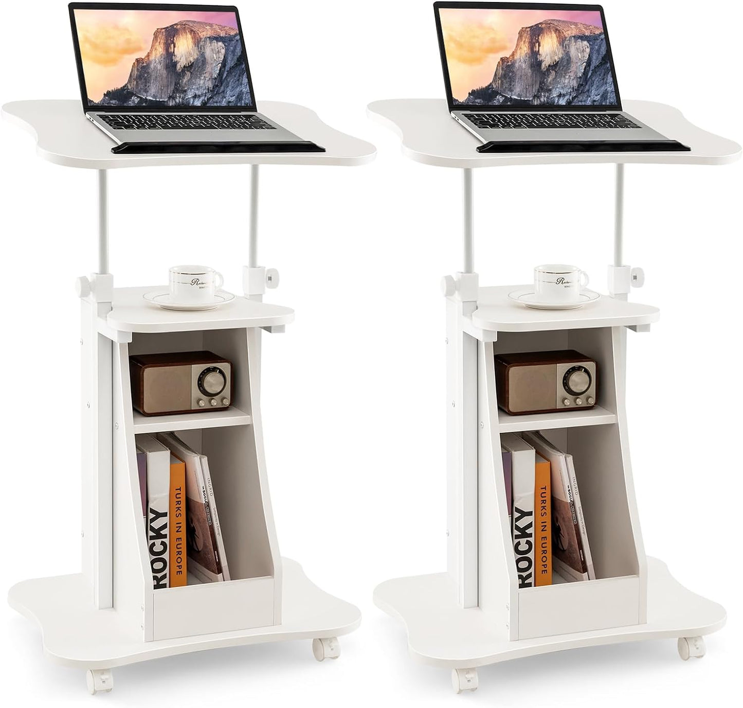 Tangkula Mobile Laptop Podium, Height Adjustable Podium Stand, Standing Desk Sit-to-Stand Desk