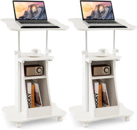Tangkula Mobile Laptop Podium, Height Adjustable Podium Stand, Standing Desk Sit-to-Stand Desk