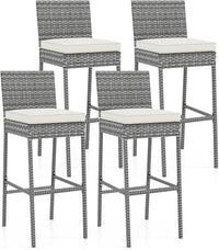 Tangkula Set of 2 Patio Wicker Barstools, Outdoor Bar Height Chair