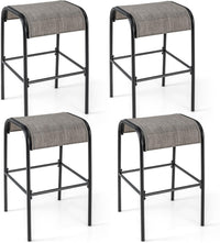 Tangkula Outdoor Bar Stools Set of 2/4, 30" Bar Height Bistro Stools with Breathable Fabric Seat & Heavy-Duty Metal Frame