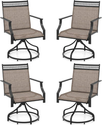 Tangkula Outdoor Swivel Dining Chairs Set of 2/4, Patio Chairs with Quick-Drying Fabric and Metal Frame