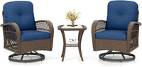 Tangkula Ensemble 3 Pièces Balancelles Pivotantes pour Patio, 2 Fauteuils à Bascule d'Extérieur en Osier