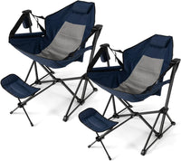 Tangkula Folding Camping Chair, Portable Camp Chair with Retractable Footrest