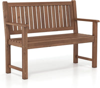 Tangkula 2-Seater Outdoor Wooden Bench with Slatted Seat
