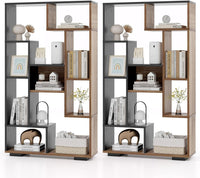 Tangkula Geometric Bookshelf, 47 Inch Tall Bookcase with Multiple Open Shelves