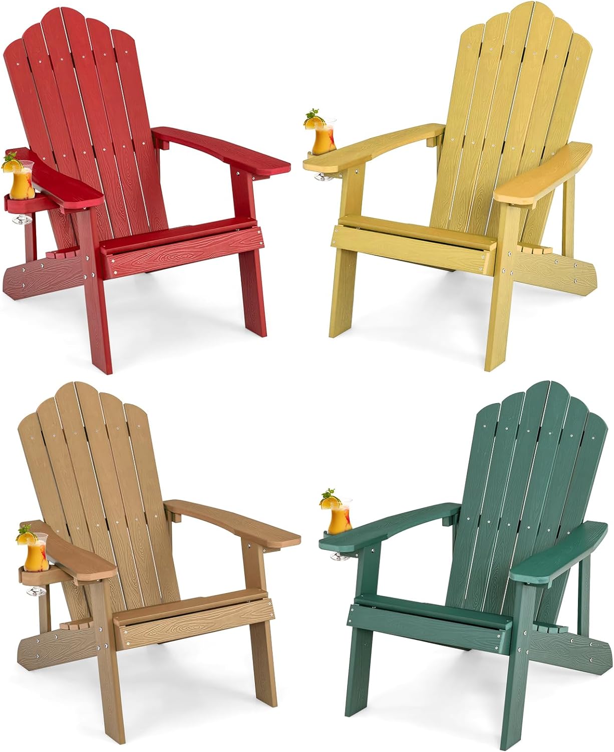 Tangkula Oversized Adirondack Chair, Patio Lounge Chairs w/Adjustable Cup Holder