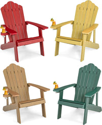 Tangkula Oversized Adirondack Chair, Patio Lounge Chairs w/Adjustable Cup Holder