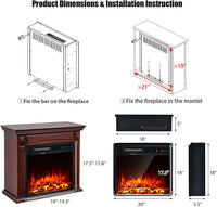 Tangkula Electric Fireplace Insert, Freestanding & Recessed Electric Fireplace Heater with Remote Control